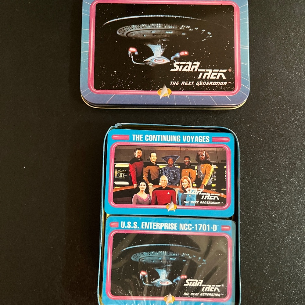 Star Trek: The Next Generation Double Deck Playing Card Set in Tin & Orig. Box